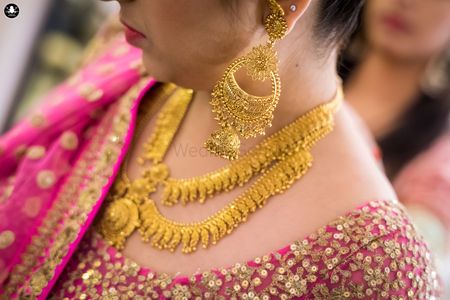 Gold Double Layered Necklace with Chaandbala Jhumkis