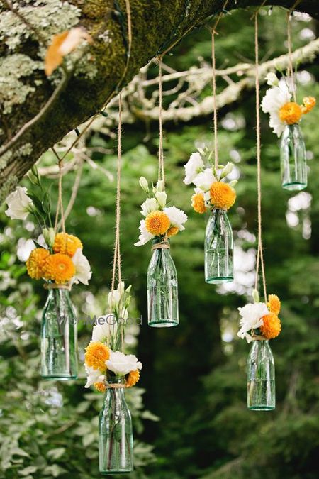 Photo of hanging glass bottles decor