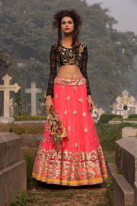 bright pink gota work lehenga