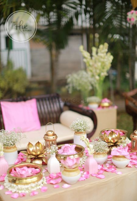 beautiful lotus themed decor with pickle jars