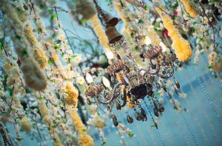 Photo of Ceiling Floral Decor with Chandelier