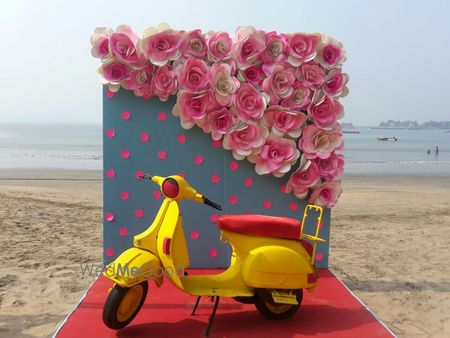 Beach wedding photobooth with scooter 