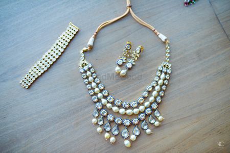 3 Layered Polki Necklace and Diamond Bracelets