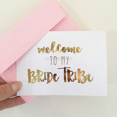 Bachelorette party invite with gold lettering