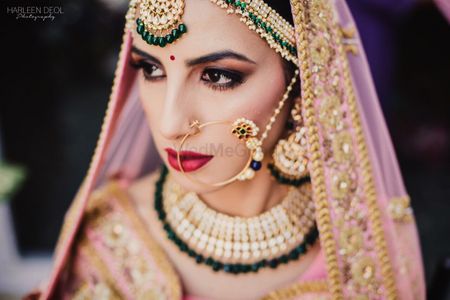 Baby Pink Floral Kundan Bridal Jewellery Set – Maharani