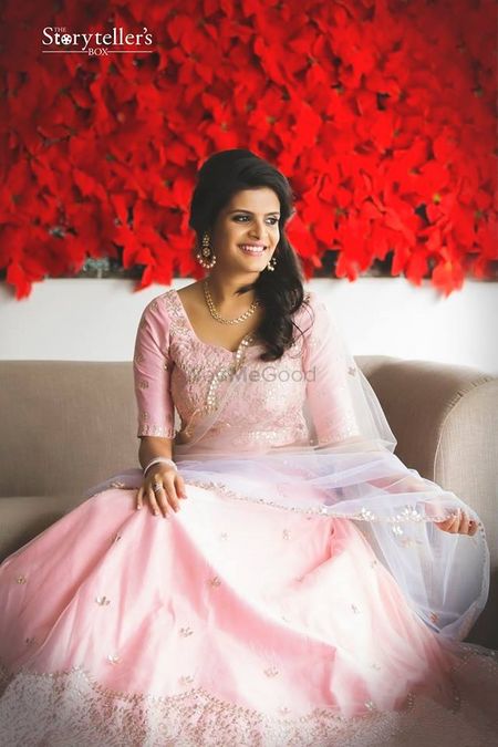 Engagement lehenga in light pink and lavender