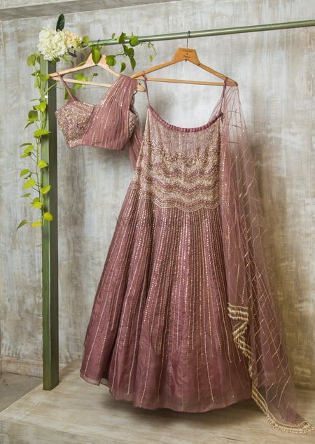 Photo of onion pink shimmery pink lehenga for sangeet