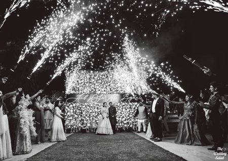 Photo of guests holding cold pyros during entry or exit