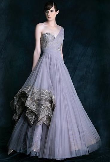 Photo of soft lavender gown offshoulder