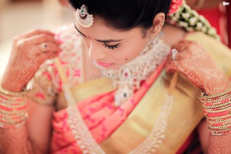 Photo of south indian telegu bride with diamonds