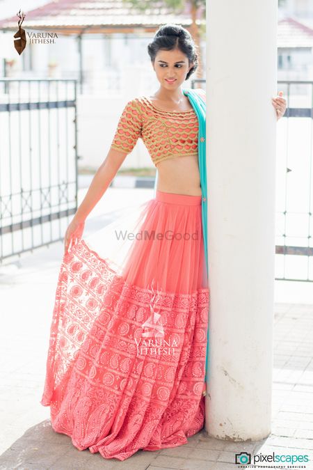 Light Peach Wedding Wear Designer Floral Prined Chanderi Designer Lehenga  Choli at Rs 2798.99 | डिज़ाइनर लहंगा चोली - Maia Nava, Bengaluru | ID:  2851808971491