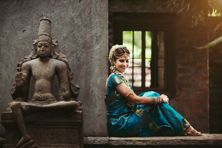 South Indian bride posing on wedding day