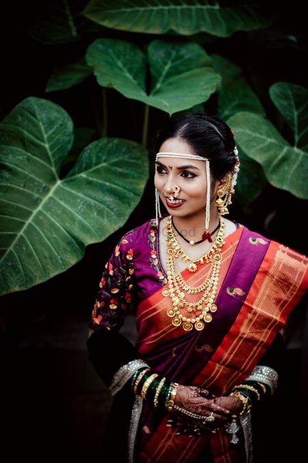 A Marathi bride dressed up for the wedding day