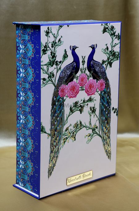 Unique wedding box with peacock motif