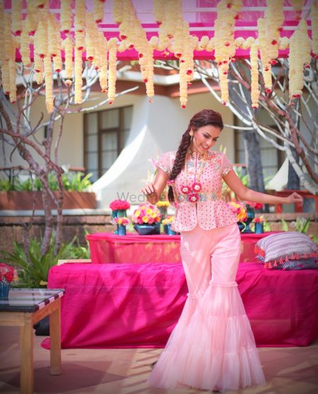 Photo of Light pink Indo western bridal outfit