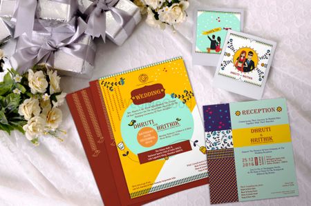 Colorful and fun wedding invites
