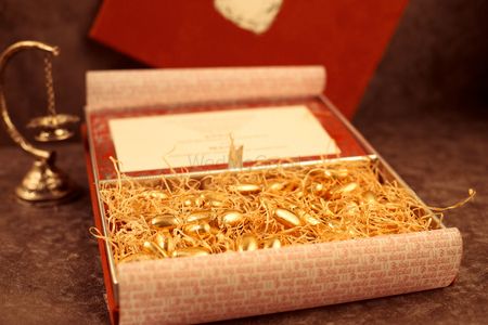 Gold Wedding Invitations Photo Gold coated almonds