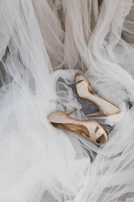Photo of Gold bridal heels peep toes
