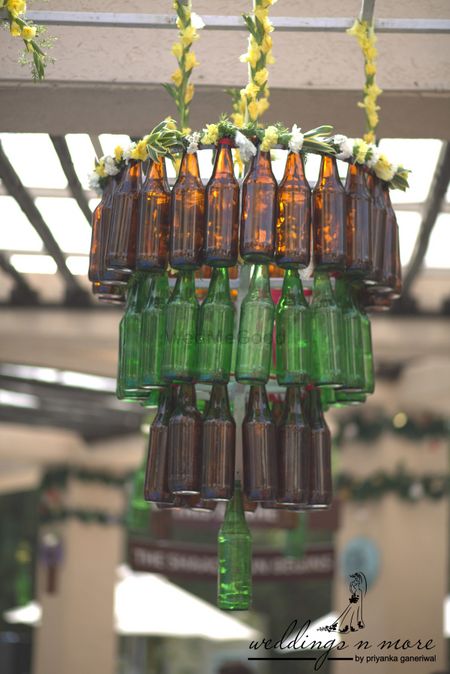 Glass bottle chandelier