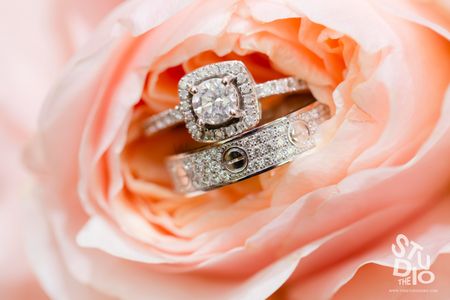 Photo of peach flower . engagement ring