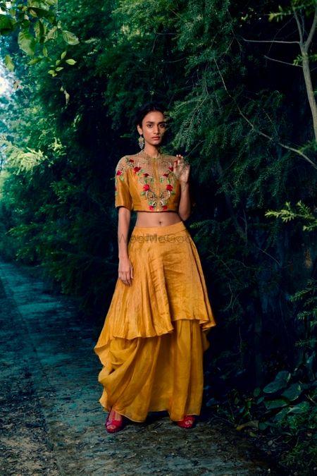 Photo of Unique marigold outfit for mehendi or sister of the bride