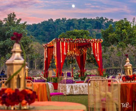 A four-side open mandap in the middle of the hills