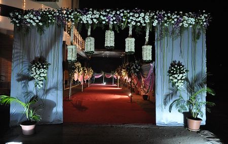 white  flower decorated entrance