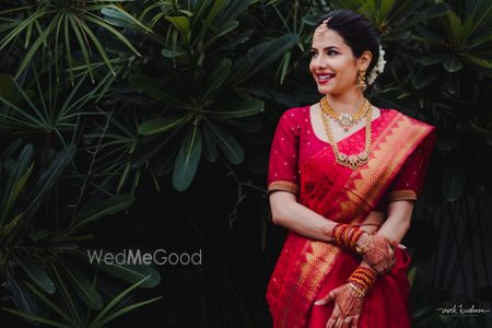 A south Indian bride in red saree