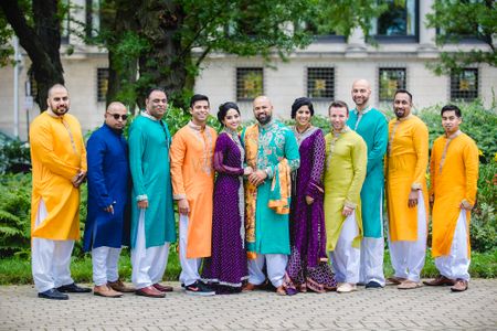 colour coordinated brides / grooms team