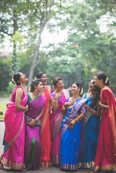 South Indian wedding with coordinated bridesmaids