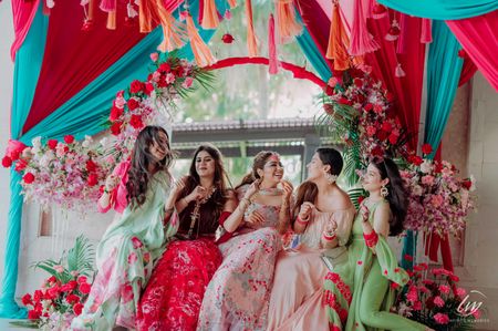 mismatched bride and bridesmaids photo