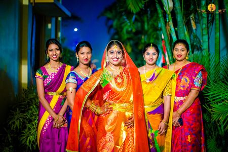 South indian bride with bridesmaids