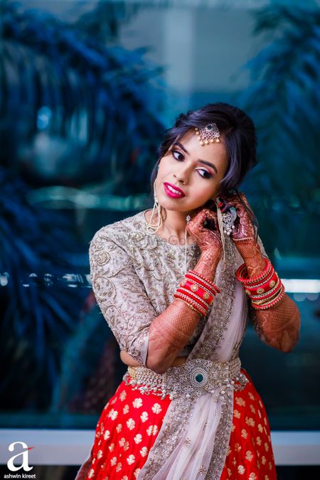 South Indian bridal look with diamond waist belt 