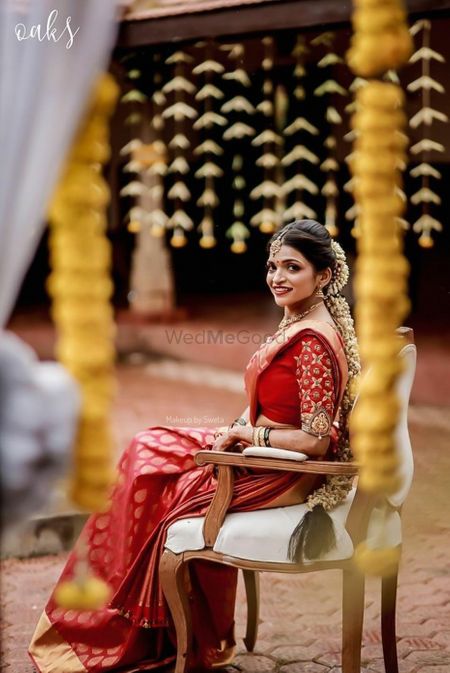 Bride in a red kanjeevaram saree