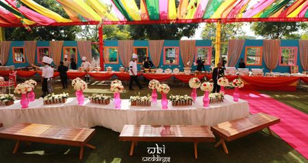 Table setting with colourful tent