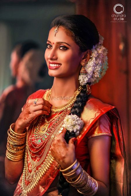 South Indian bridal braid with gajra 