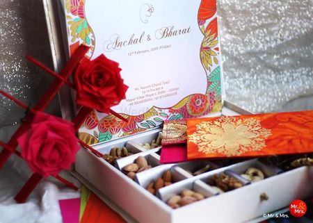 Colorful wedding invitation card with box ,