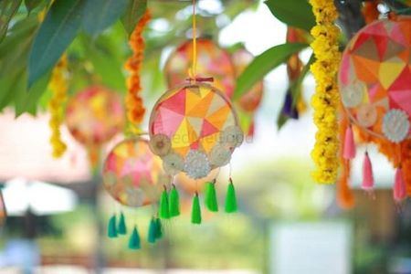 Hanging dreamcatchers with tassels for tree decor