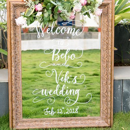 Photo of Welcome mirror sign for entrance decor