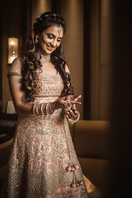 Bride getting ready shot on engagement 