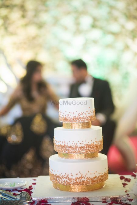 3 tier rose gold engagement wedding cake