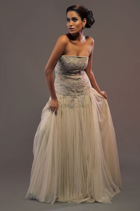 Photo of strapless gown