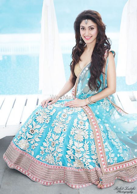 sky blue color Latest lehenga choli for wedding and party – Joshindia