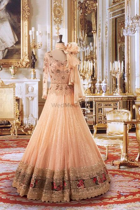 peach floor length anarkali gown