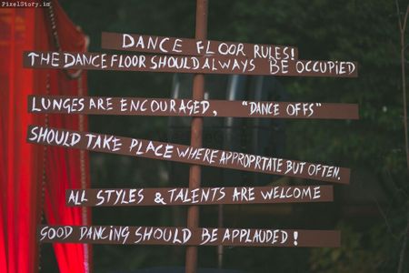 Dance floor rule board