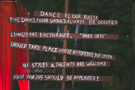 Dance floor rule board