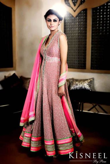 Long anarkali in pink by pam mehta