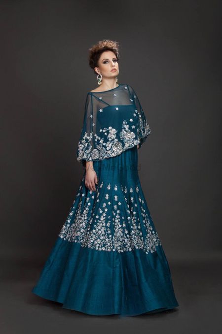 peacock blue gown