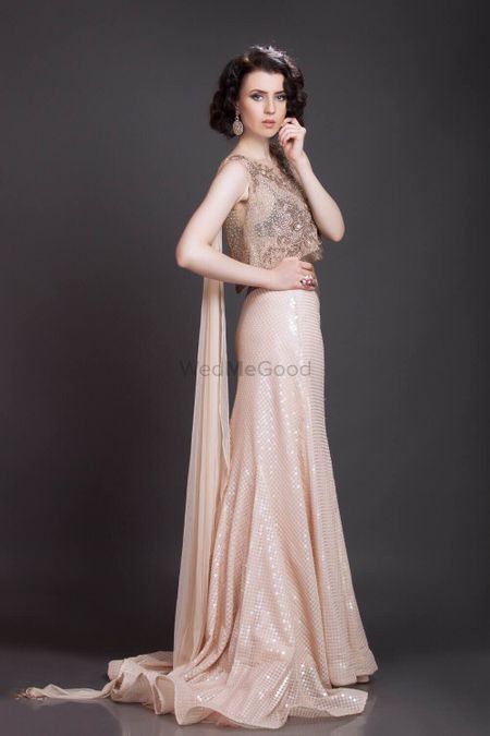 cream gold shimmer gown