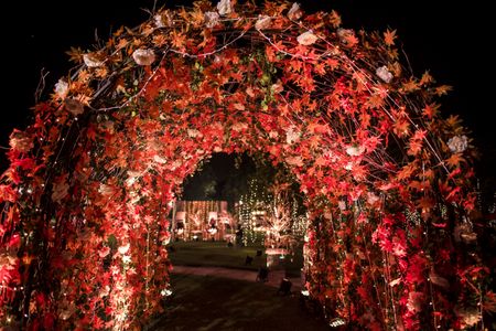 Photo of A floral wedding entrance arrangement